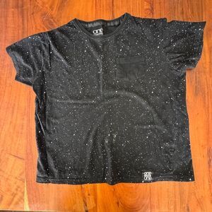 One Point One Boys Black White Speckled Pocket T-Shirt Medium 10/12 Short Sleeve